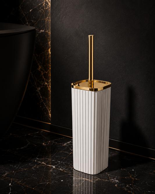 Brosse WC Design Rotative 360° – Accents Dorés | Le Robinetier