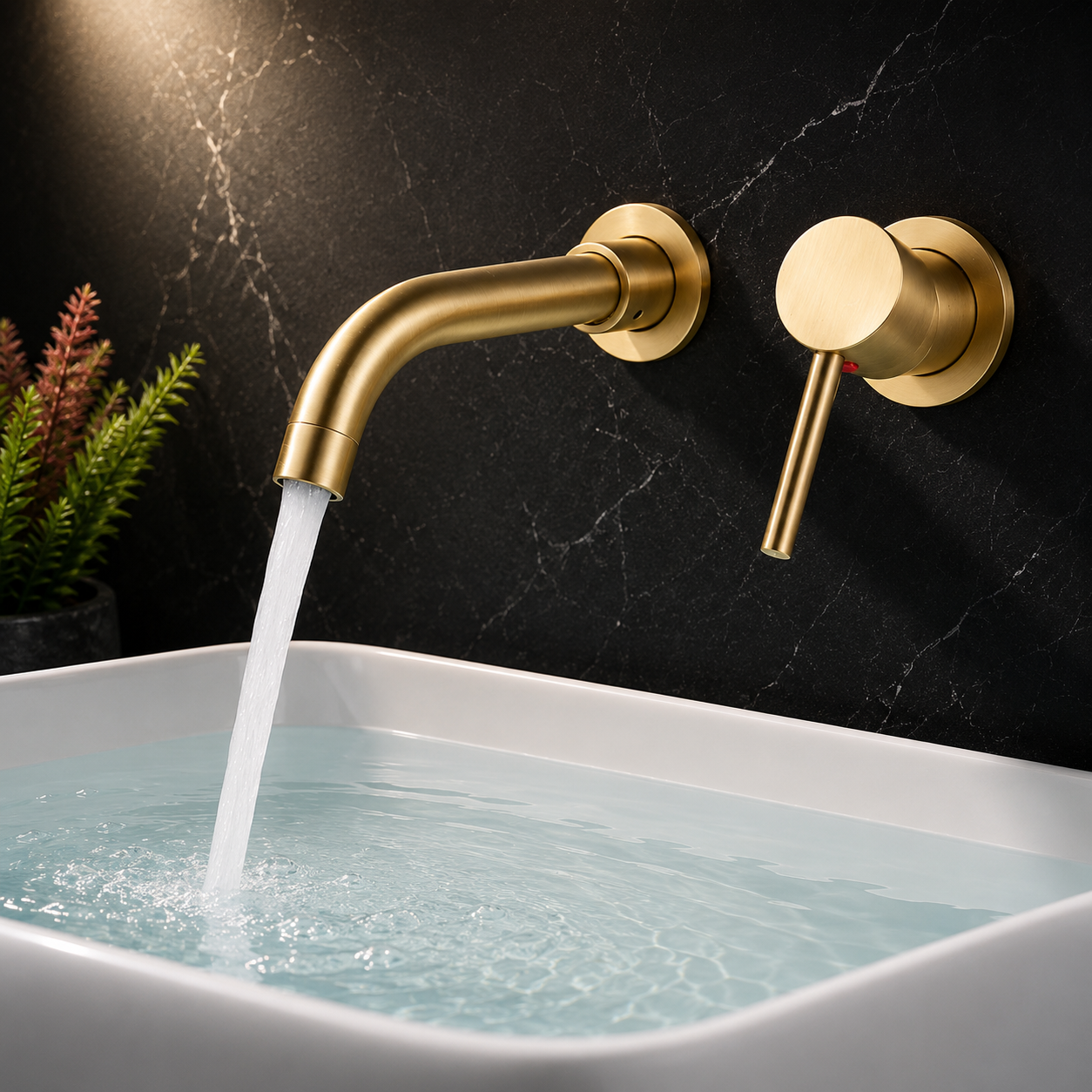 Robinet Lavabo Mural Design Minimaliste – Mitigeur Encastré en Laiton Massif