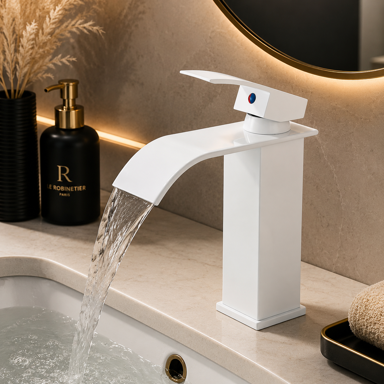 Robinet Vasque Cascade Élégant – Mitigeur Salle de Bain Design en Acier Inoxydable