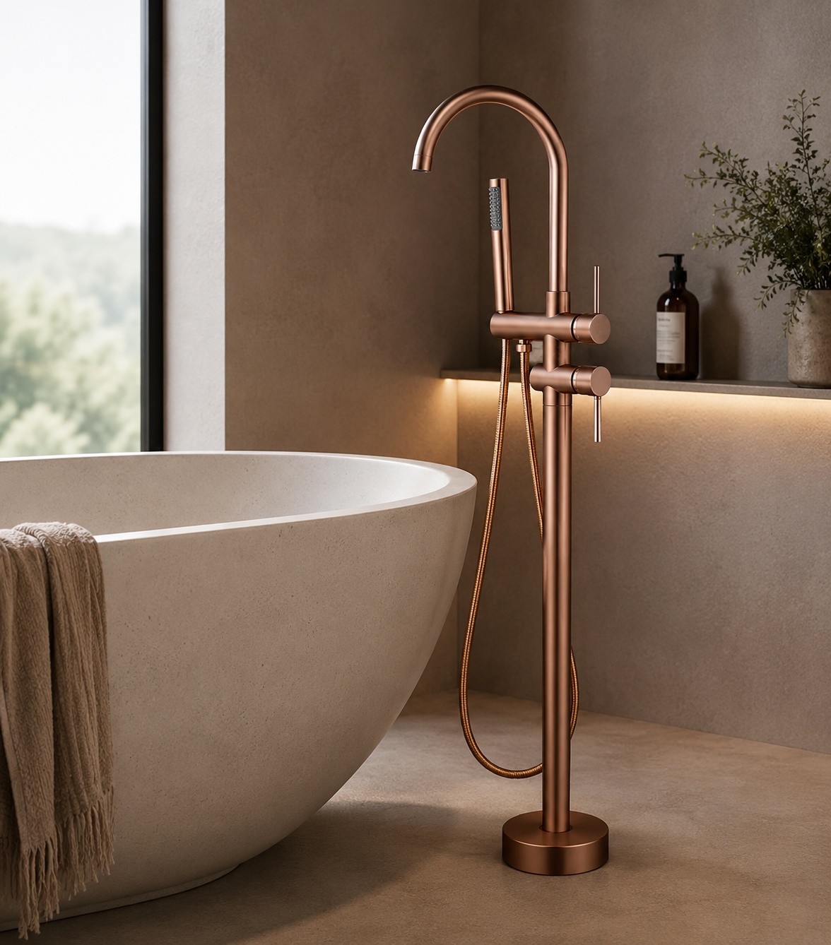 Robinet Baignoire Îlot Free-Standing en Laiton Massif – Mitigeur Sol avec Douchette à Main