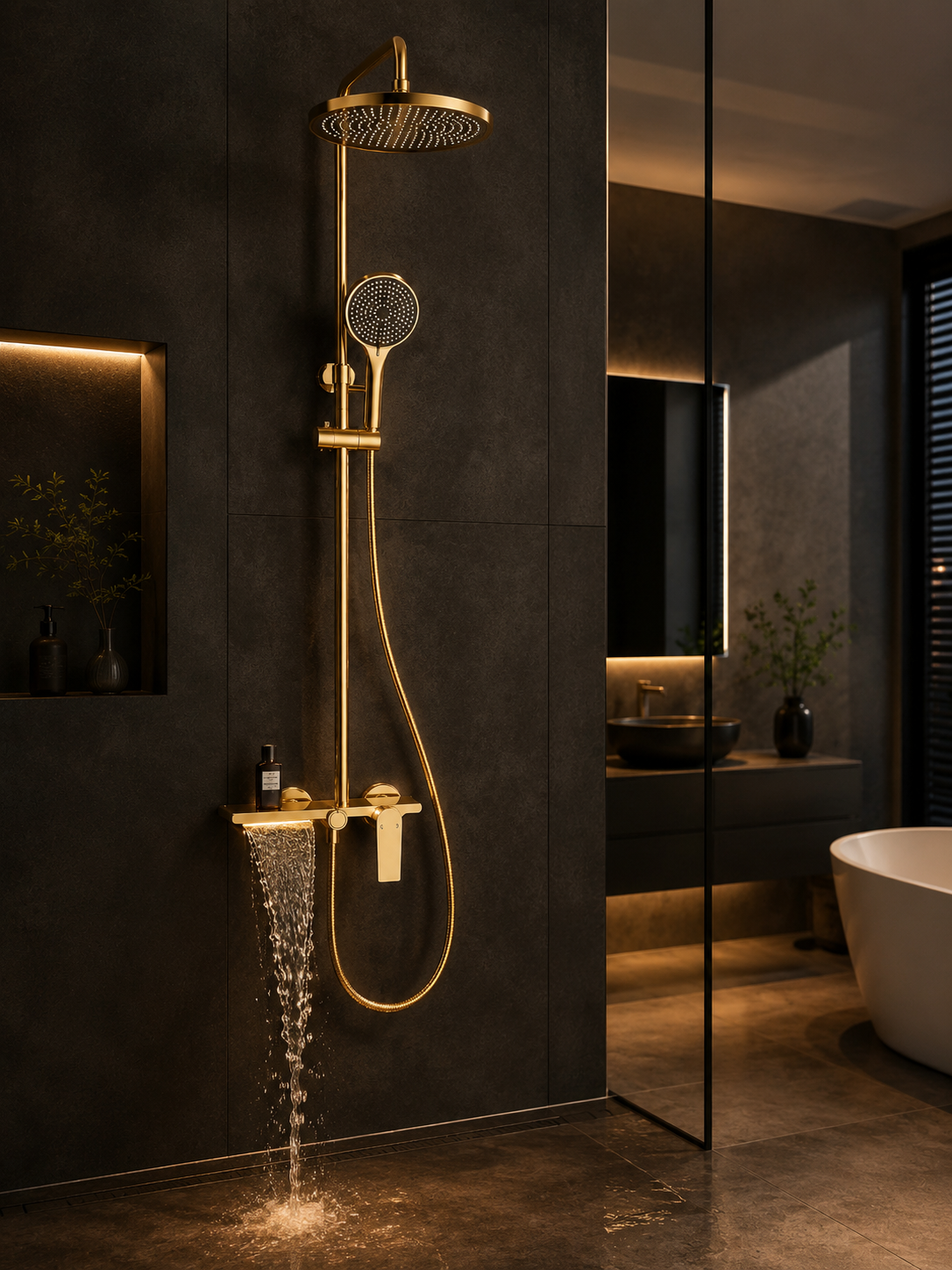 Colonne de Douche Thermostatique 3 Sorties – Système Pluie Complet en Laiton Massif