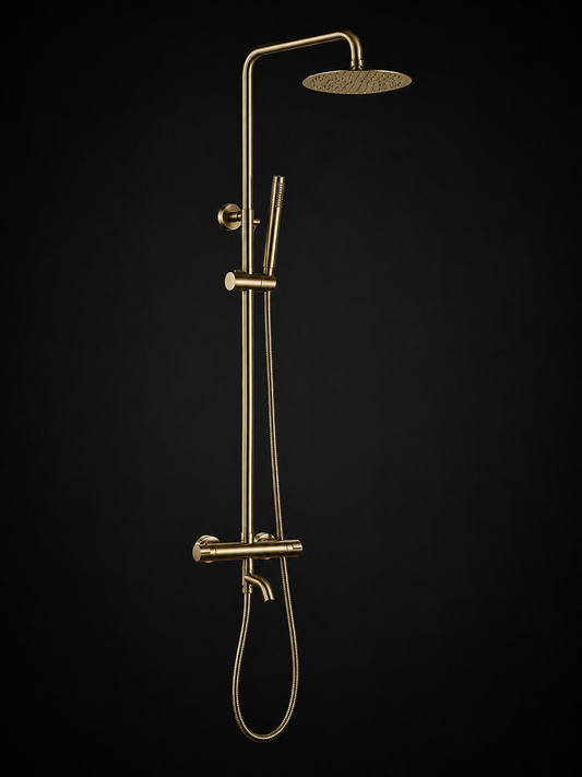 Colonne de Douche Thermostatique Luxe – Système 3 Fonctions en Laiton Massif Brossé