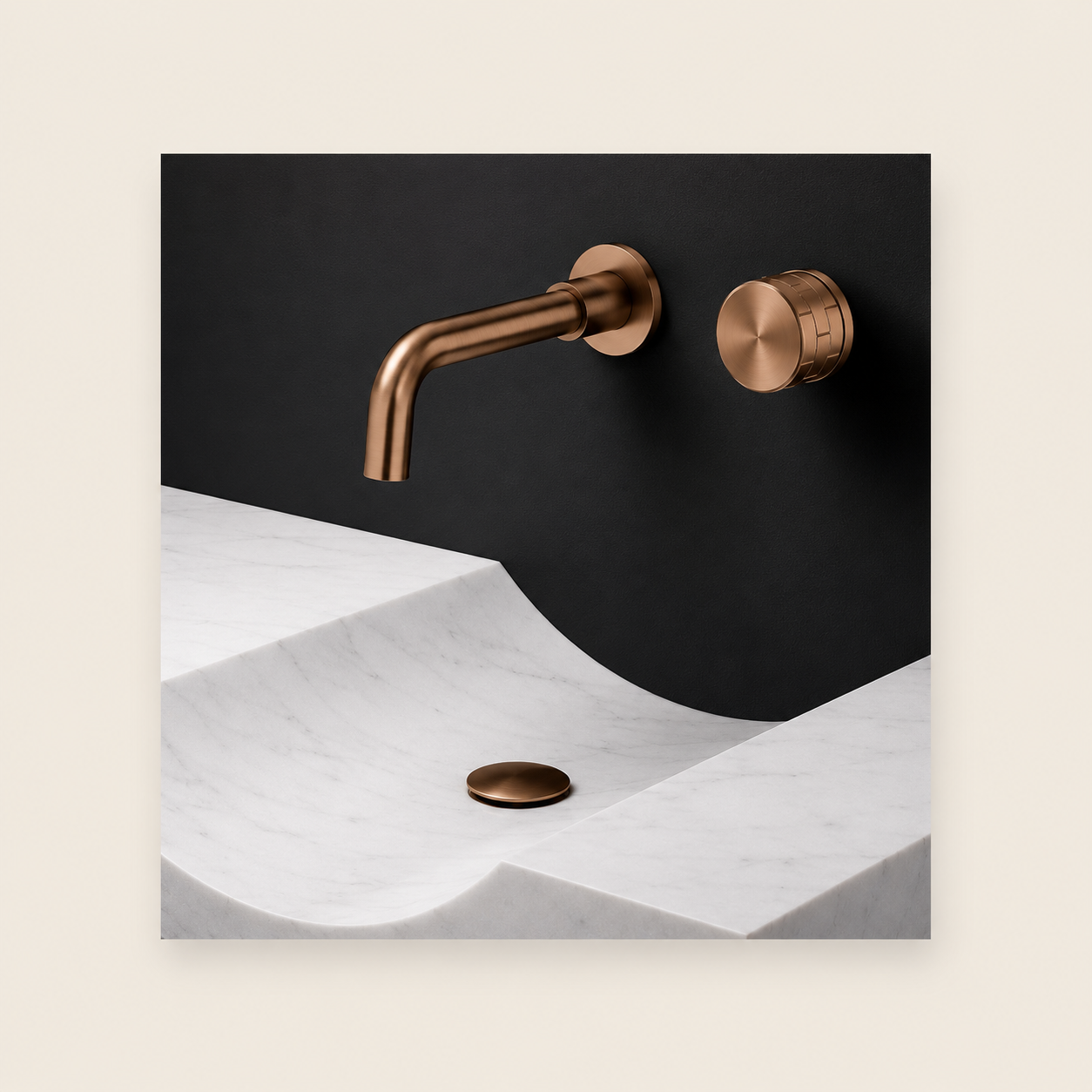 Mitigeur Lavabo Mural Design Minimaliste – Robinet Encastré en Laiton