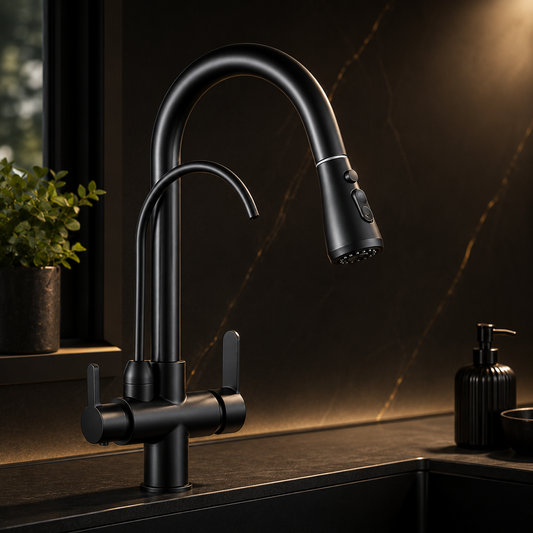Mitigeur Cuisine 3 Voies avec Douchette Extractible – Robinet Filtre Eau Rotation 360°