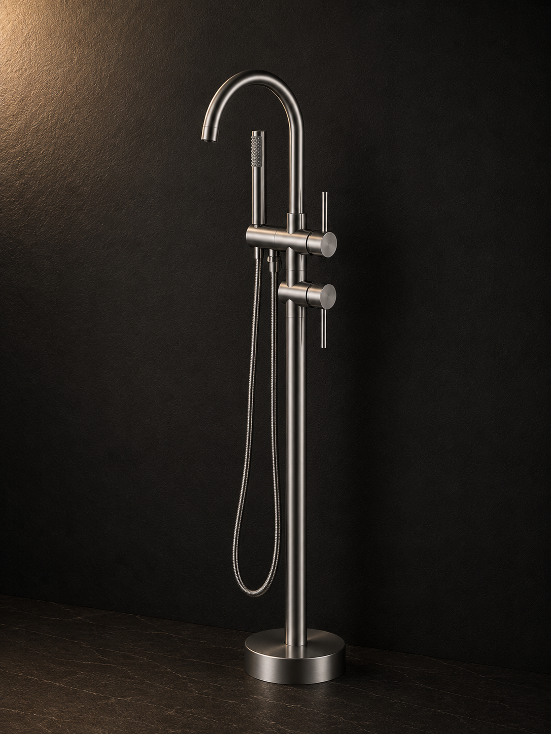 Robinet Baignoire Îlot Free-Standing en Laiton Massif – Mitigeur Sol avec Douchette à Main