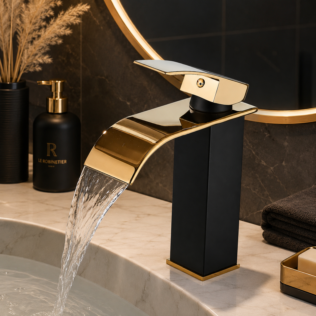 Robinet Vasque Cascade Élégant – Mitigeur Salle de Bain Design en Acier Inoxydable