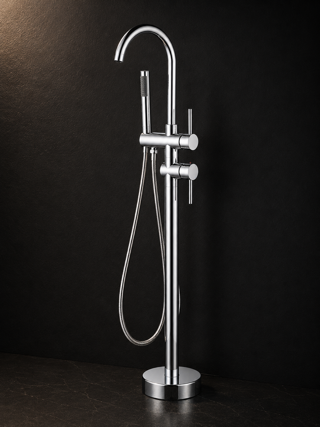 Robinet Baignoire Îlot Free-Standing en Laiton Massif – Mitigeur Sol avec Douchette à Main