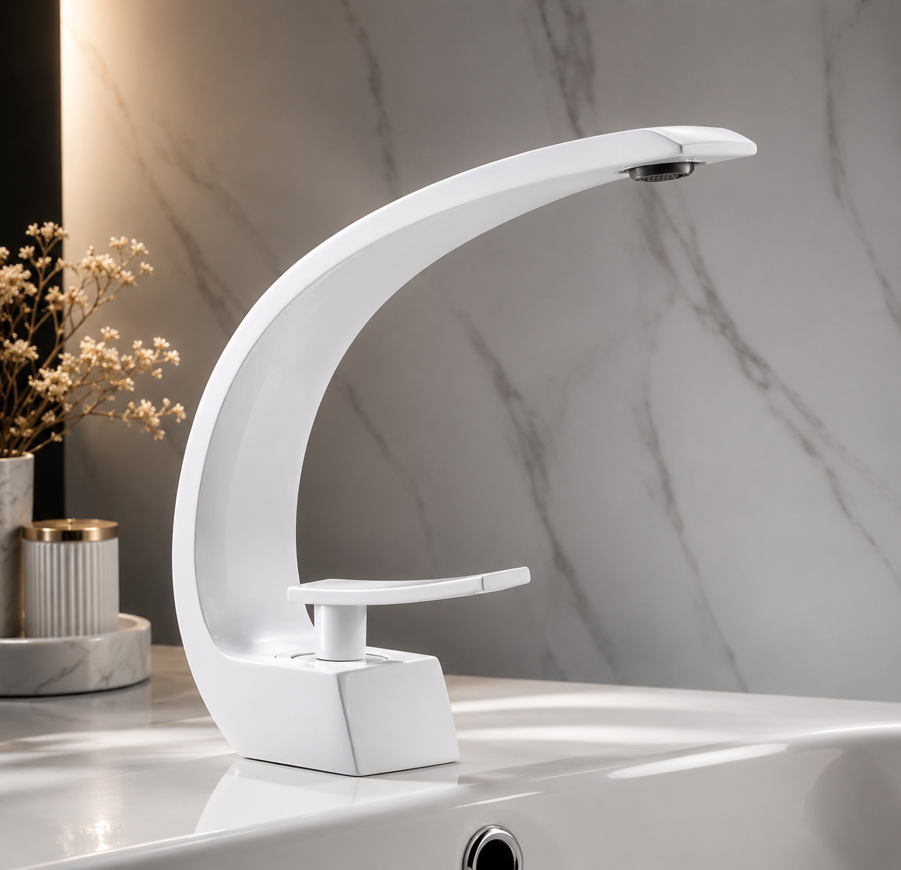 Mitigeur Lavabo Design Contemporain – Robinet Vasque Cascade en Arc