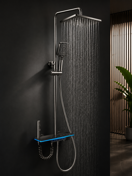 Colonne de Douche Thermostatique Digitale – Système Piano 4 Fonctions avec Affichage LED