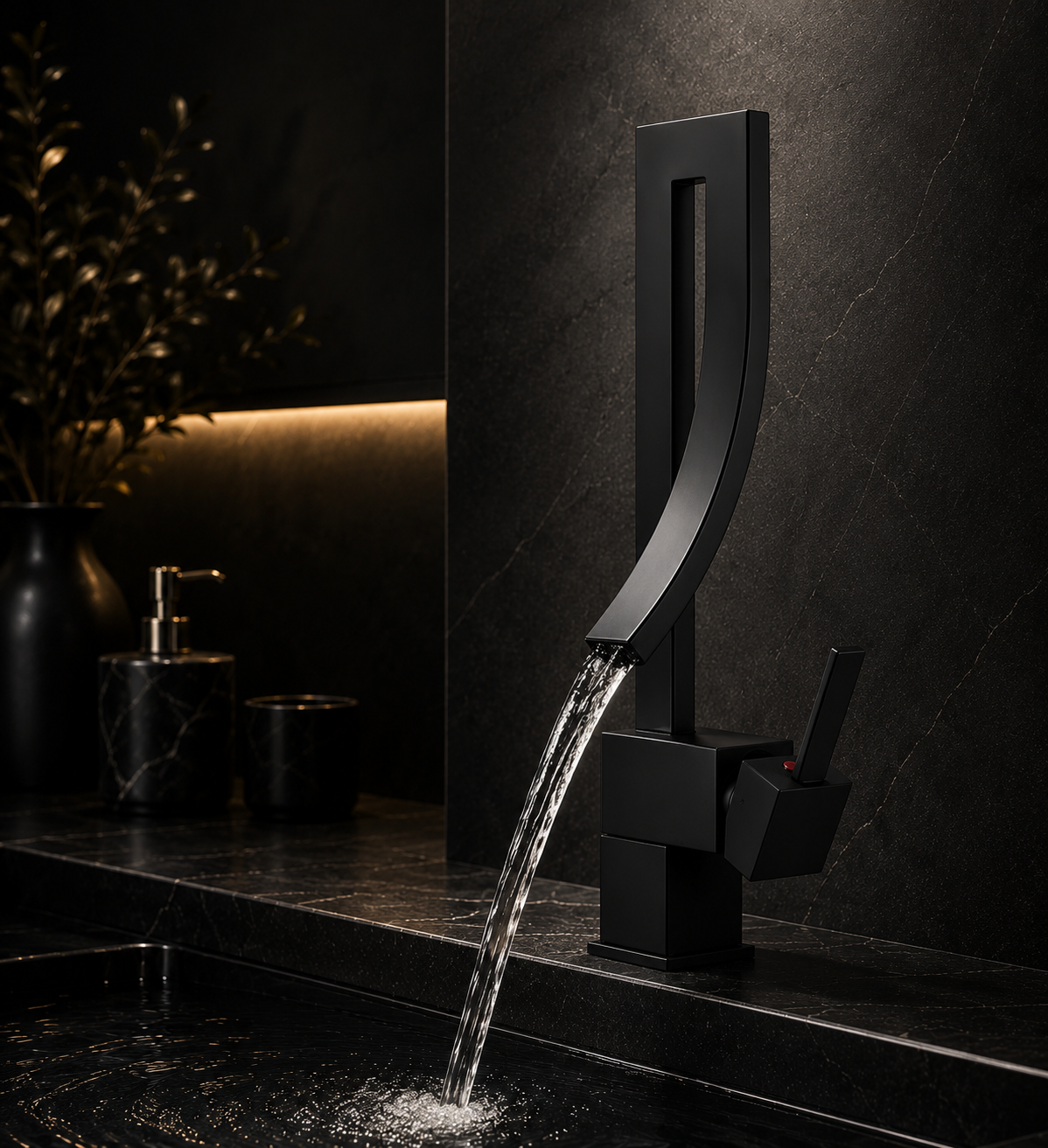 Robinet Lavabo Cascade Premium – Design Contemporain Laiton