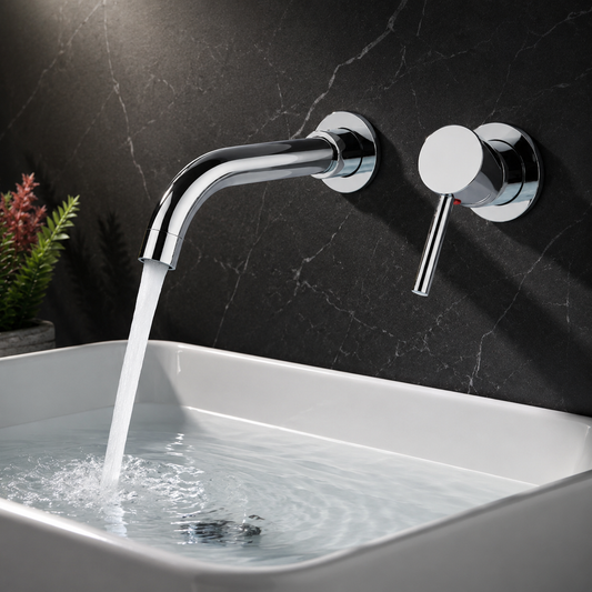 Robinet Lavabo Mural Design Minimaliste – Mitigeur Encastré en Laiton Massif