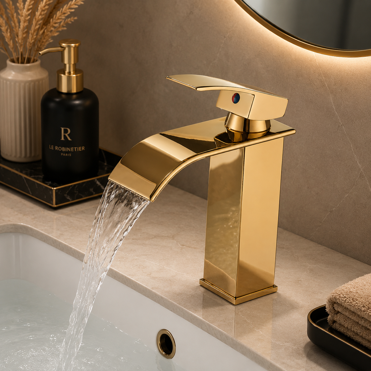 Robinet Vasque Cascade Élégant – Mitigeur Salle de Bain Design en Acier Inoxydable