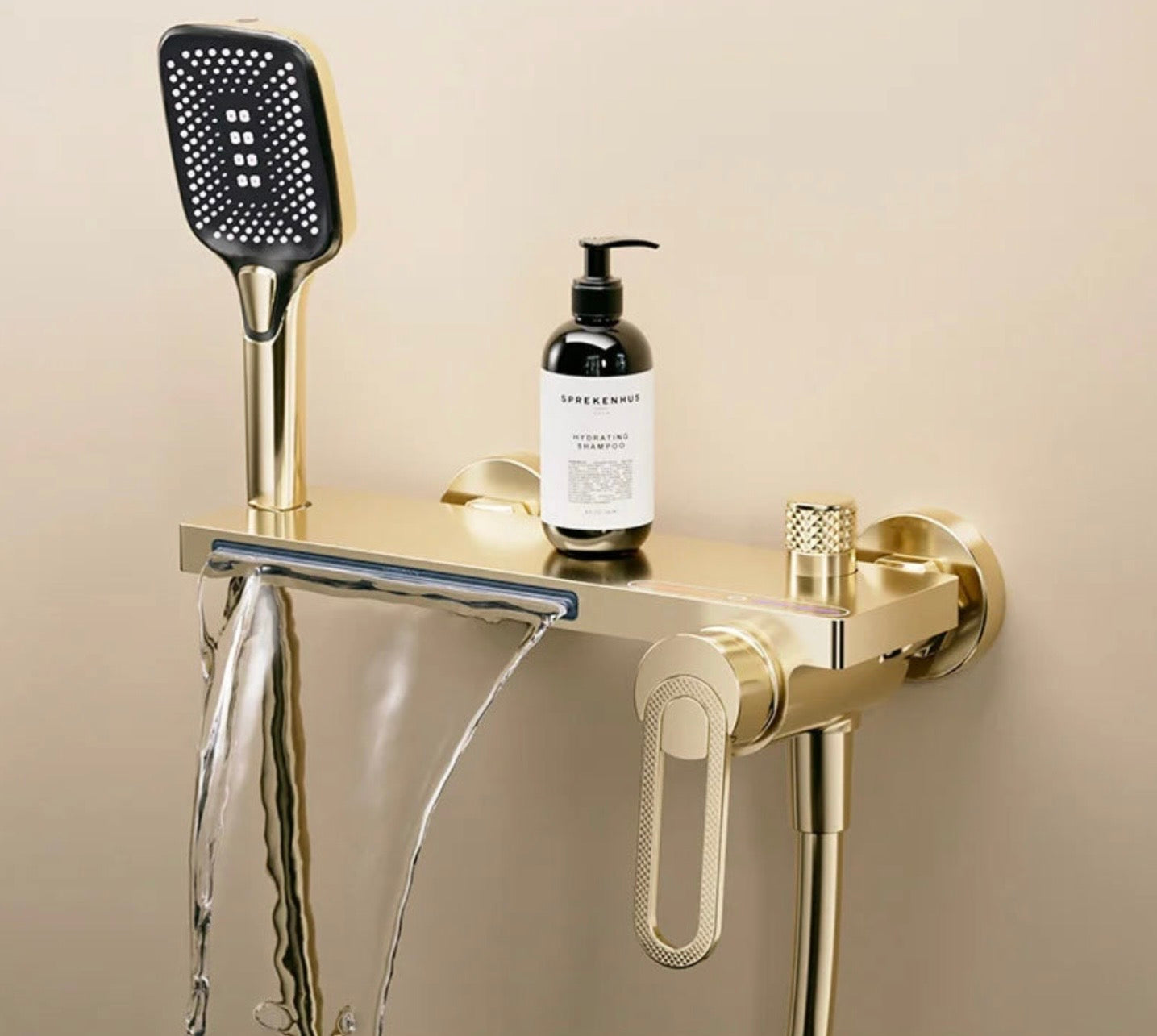 Robinet mitigeur baignoire mural effet cascade avec pommeau de douche – eau chaude et froide